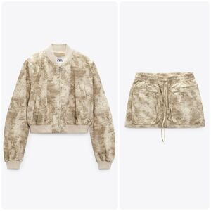 NWT’S ZARA TWO PIECE  CROPPED BOMBER CARGO SKIRT SET!